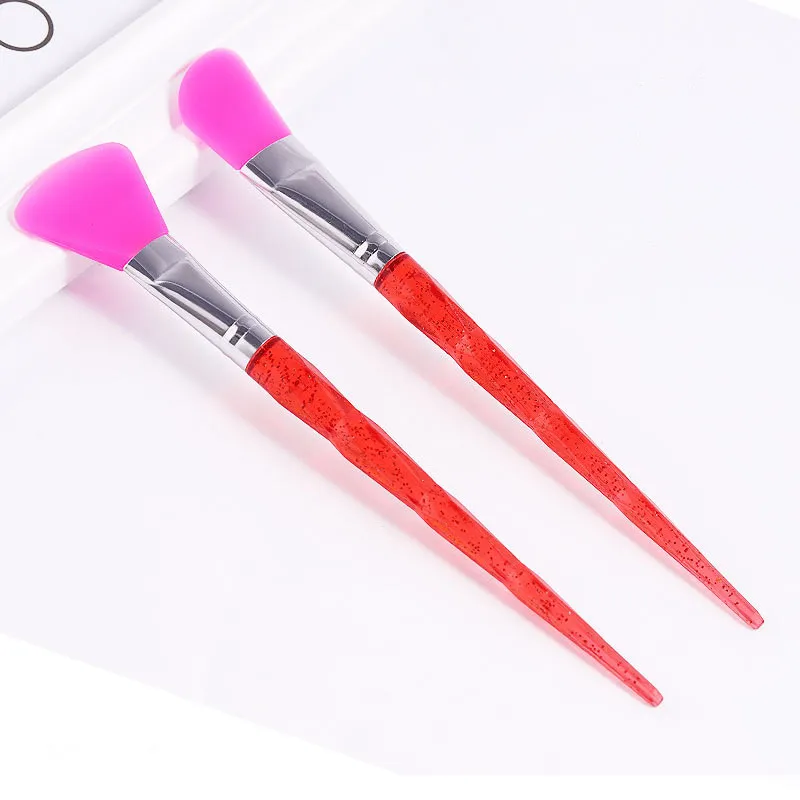 2 Pack High Quality New Sequins Silicone Brush Handle Silicone Mask Brush Soft Film Brush Adjusting Rod DIY Makeup Tools