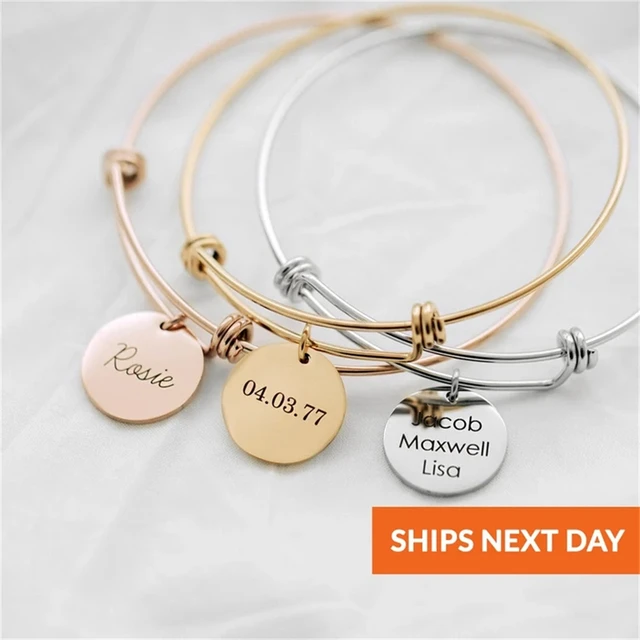 Personalized Custome Name Bracelet Chain Link Women's Letter Bangle  Adjustable - Style 2 / Silver Color | Customised bracelets, Name bracelet,  Custom bangle