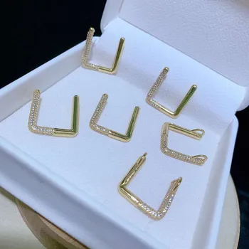 

2pcs/lot Women's fashion personality square geometric figure inlaid with Cubic Zirconia pendant, without chain of necklace