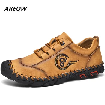 

Fashion Leather Men Shoes Casual Breathable Loafers Men Genuine Leather Moccasins Comfortable Flat Men Shoes Waterproof Footwear