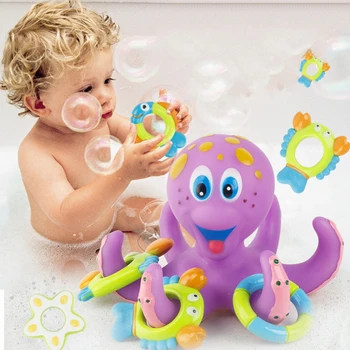 

Play Water Octopus Toys Baby Bath Toy Funny Floating Ring Toss Game Educational Bathtub Bath Toy for Kids Girl Boy Children Gift