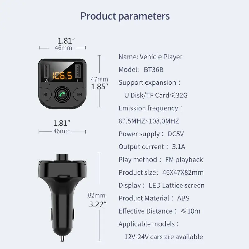 Двойной USB Автомобильное зарядное устройство с fm-передатчиком беспроводной Bluetooth Радио адаптер