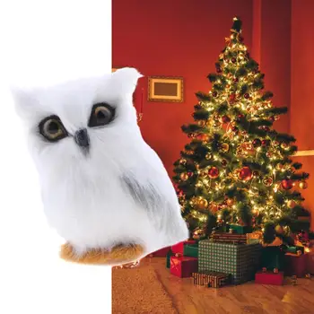 

KITPIPI Artificial Feathered White Owl Christmas Ornament Decoration Adornment Simulation Pendant S4W6