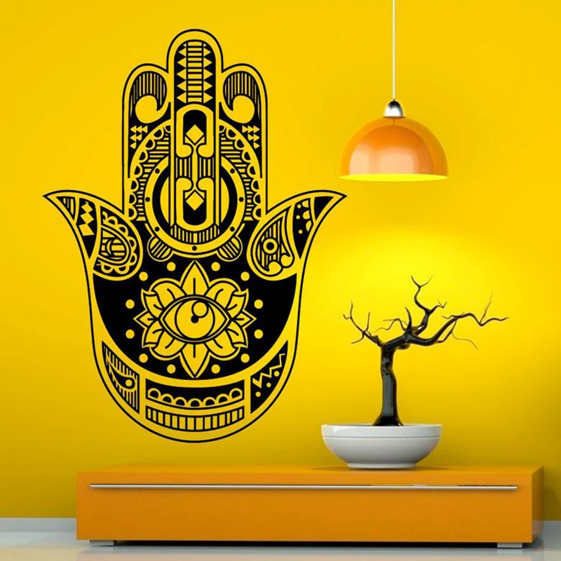 Hamsa ручная Настенная Наклейка с рисунком плантатов индийский глаз Виниловая