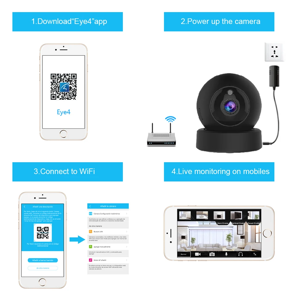 EU plug 1080P 2MP купольная мини ip-камера G43S беспроводная Wifi камера безопасности PTZ Cam ИК камера ночного видения для дома камеры наблюдения детский монитор - Цвет: EU plug