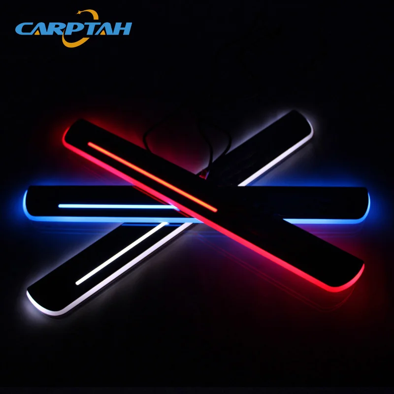 CARPTAH Trim Pedal Car Exterior Parts LED Door Sill Scuff Plate Pathway Dynamic Streamer light For Peugeot 2008