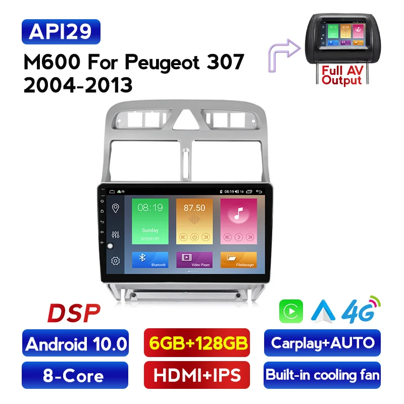 6G RAM 128G ROM Android 4G lte Car DVD Player GPS Navigation Multimedia For peugeot 307 Radio 2004-2013 2.5D IPS screen DSP | Автомобили и