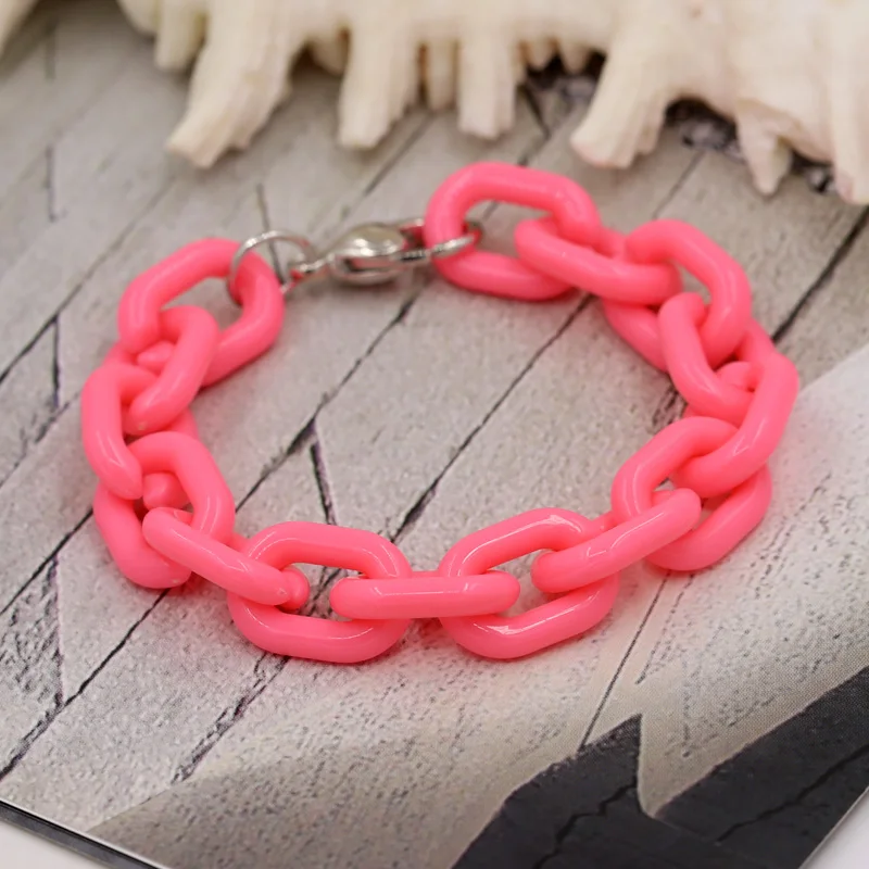 Frauen Armbänder Boho bunte Acryl Ring Kette Armband Liebe Herz Hummer Verschluss weibliche Freundinnen Geschenke Schmuck Großhandel – Detail 6