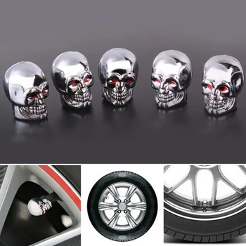 

2020 New 5Pc Skull Tyre Tire Wheel Car Auto Valves Caps Dust Stem Cover BicycleMotocycle No23