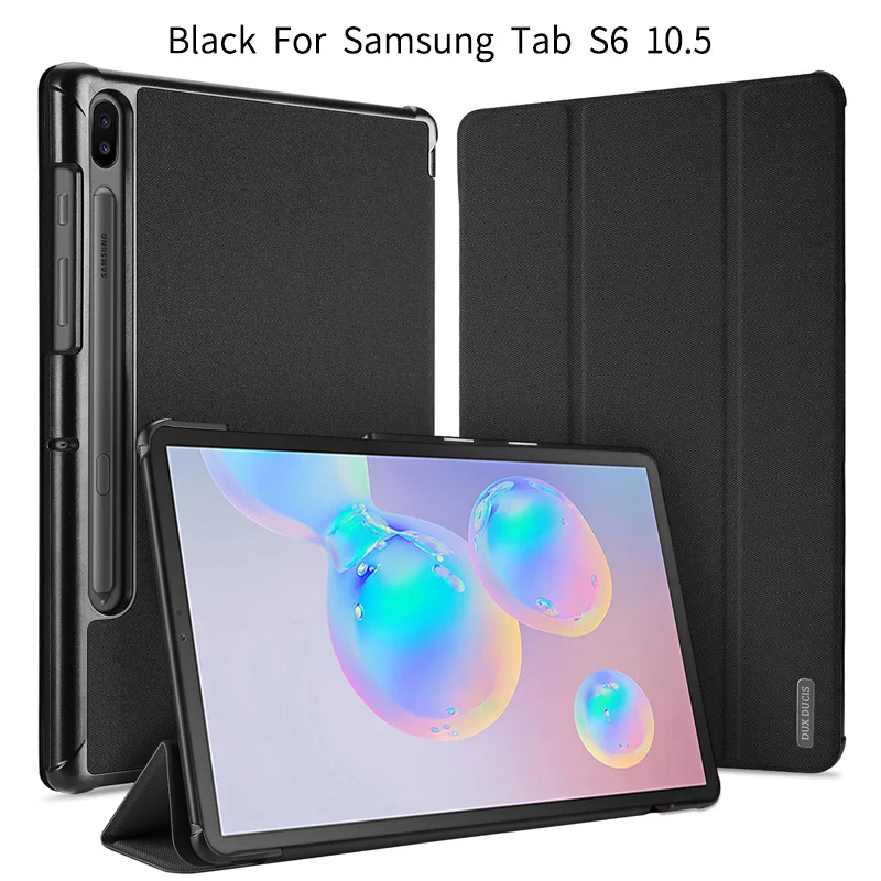 Флип-чехол для samsung TAB S4 10,5 SM-T830 SM-T835 S6 S5E 10,5 SPen держатель слот защитная Подставка Авто спящий чехол планшет сумка - Цвет: Black-For Tab S6