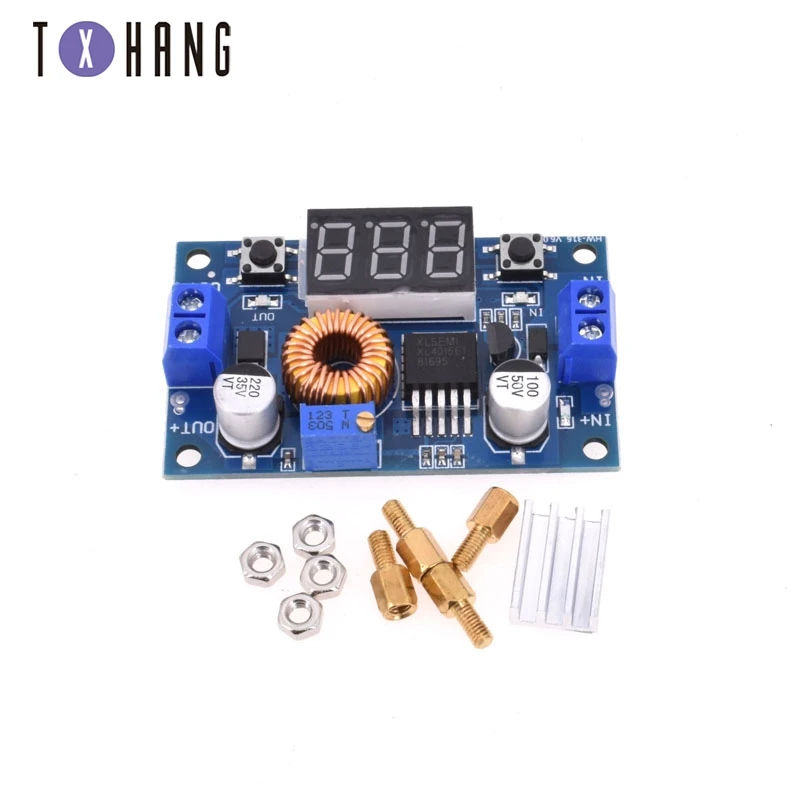 

5A DC-DC adjustable step-down module XL4015 + voltmeter 4 ~ 38V efficiency electronics compatible with other tantalum capacitors