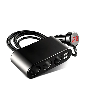 

Onever Dual USB Port 5V 3.1A Fast Car Charger 3 Slot Socket Adapter Plug 12V-24V Universal Data Display Quick Charging for Phone