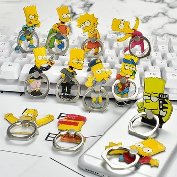 

New Universal Metal Finger Phone Ring Holder Mobile Phone Holder Stand Funny Simpson Cartoon Finger Ring Holder For Iphone