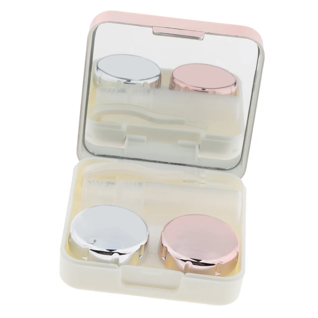 Portable Mirror Contact Lens Case Travel Kit, includes Solution Bottle, Mirror, Tweezer,Lens Holder, Stick Connections