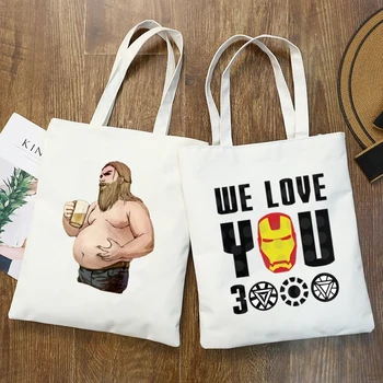 

Tony Stark Iron Man I love you 3000 Print Avengers Endgame Grocery Daily Use Reusable Travel Casual Shopping Bag