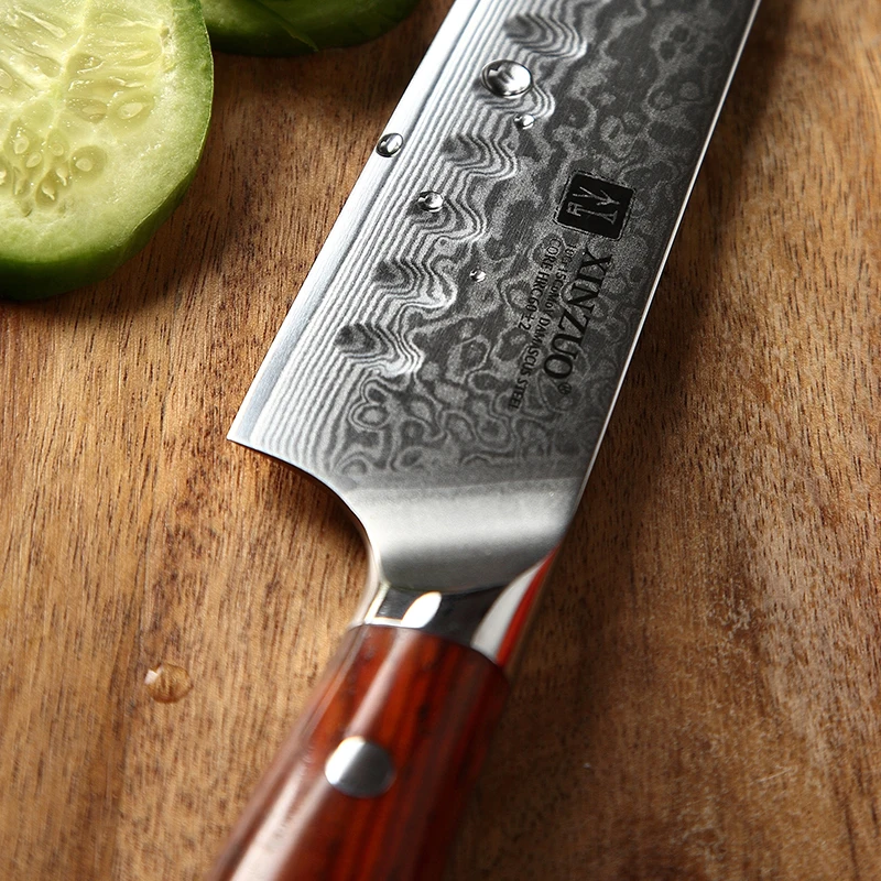 XINZUO 5 дюймов нож Santoku Ножи с высоким содержанием углерода из дамасской стали Сталь лезвие Кухня ножи Razor Sharp шеф-повара Ножи Кухня инструмент палисандр ручки