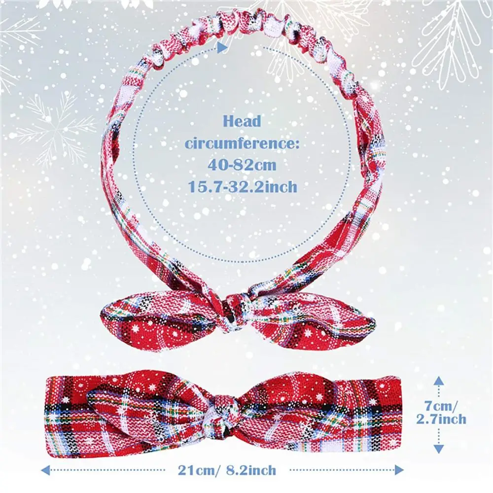 Snowflake Grid Headband New Year Gifts Christmas Hair Accessories Bow Headband Christmas Hair Band New Year Xmas Decor