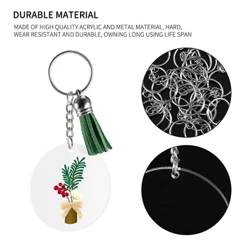 

Handmade DIY Craft Acrylic Tassels Keychain Cute Bag Charm Holder Round Transparent Disc Ring Key Chain