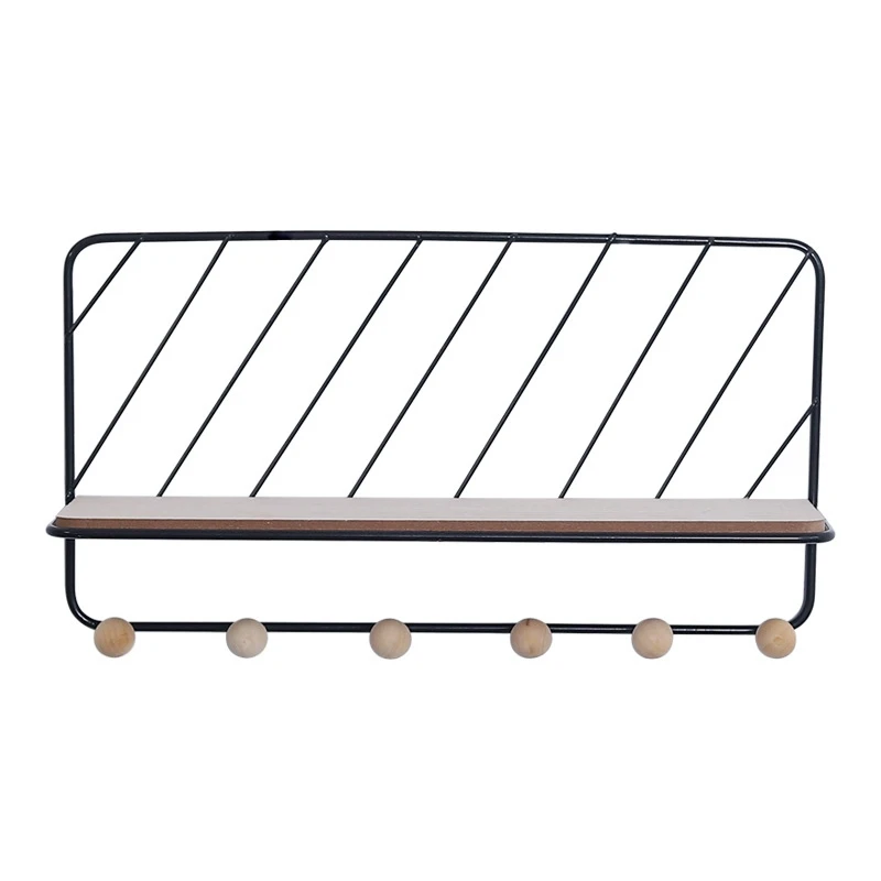 Top-Creative Simple Nordic Wrought Iron Grid Wall Shelf Ornaments Home Hook Mounted Storage Rack Decoration Housekeepe | Обустройство
