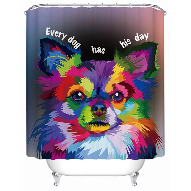 Dog BeddingOutlet занавеска для душа с собакой, акварельная художественная занавеска для ванной с крючками, прекрасная Померанская занавеска tenda doccia, цветная занавеска для ванной - Цвет: Dog