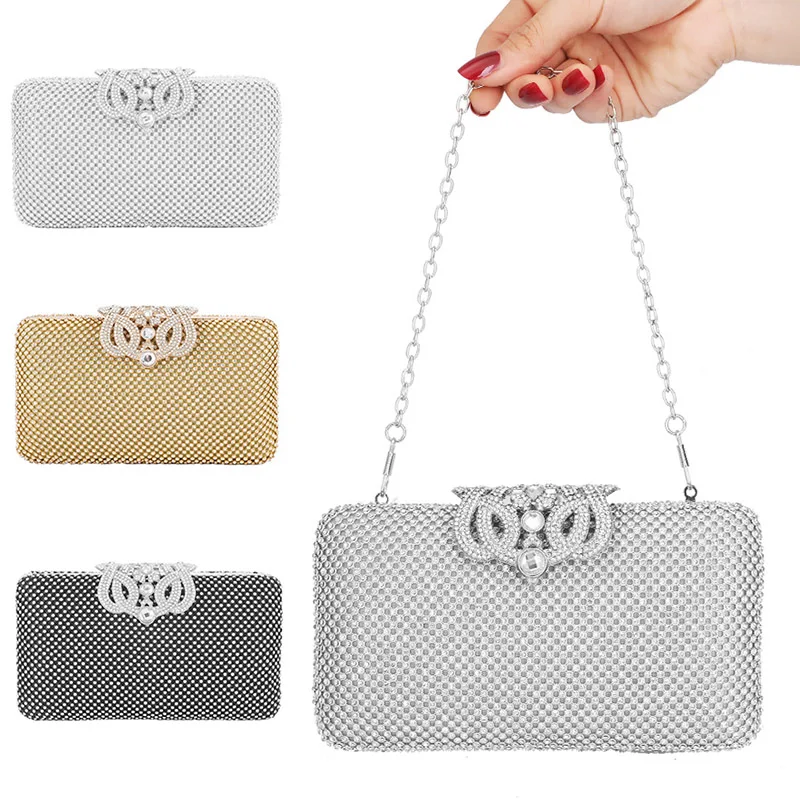 

New Style Womens Evening Bag with Rhinestone Crystal Closure Clutch Purse for Wedding Party