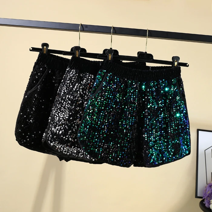 Женские шорты с пайетками весенне летние в Корейском стиле золотого и