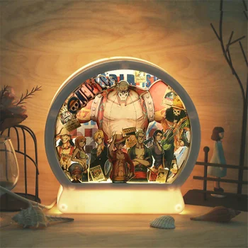 

ONE PIECE Paper Carving LED Lamp Creative Animation Night Light Desk Table Lamparas Bedside Home Decoration Lamps Boy Kids Gifts