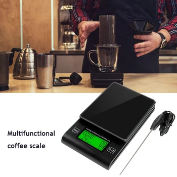 

Digital Scale Kitchen Scale LCD Electronic Scale Multifunctional LCD Display Coffee Scale with Timer Temperature Probe