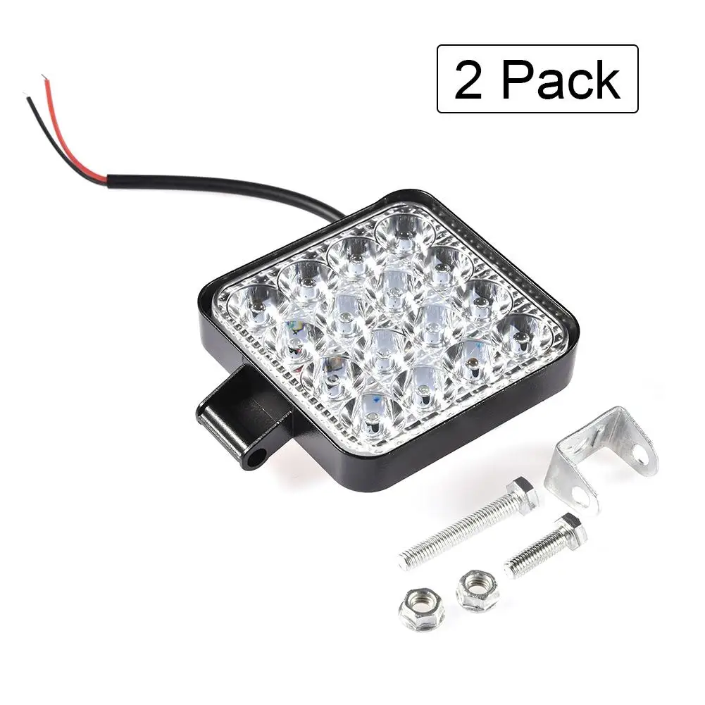  2Pc 48w 30 Degree LED Flood Beam Lights Square Off-road Bulb Lamp Light Fog Lighting For Jeep SUV/T