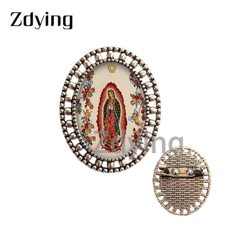 Zdying Painting Religion Броши ручной работы Девы Марии стеклянный кабошон значок маленькая