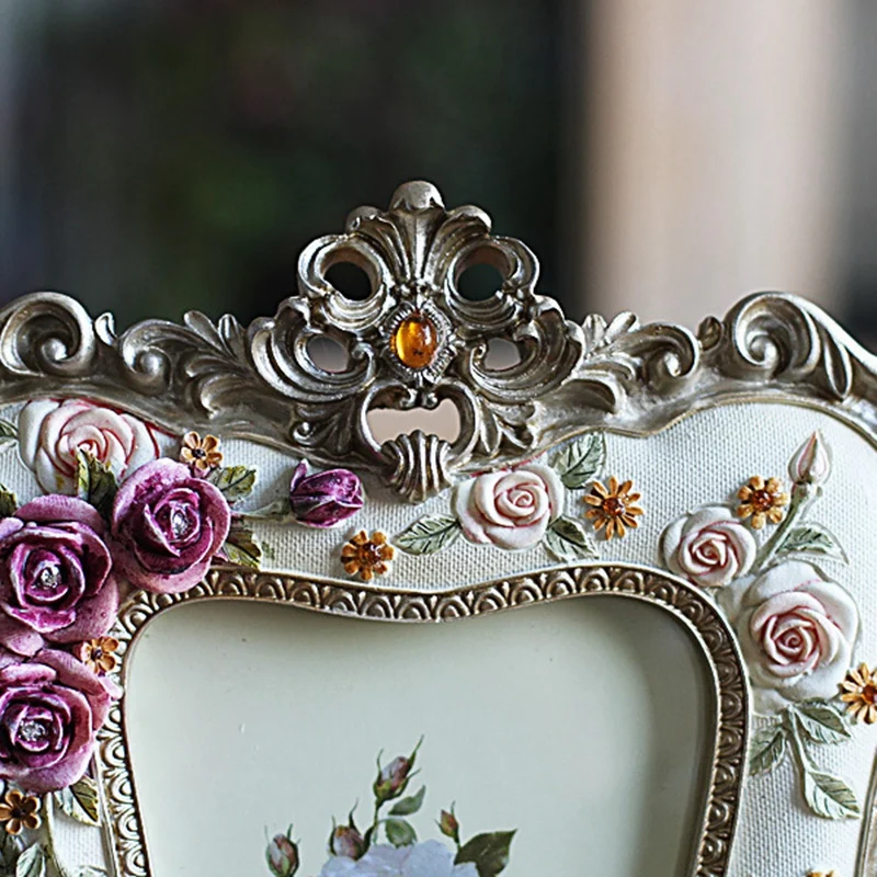 New-6 Inch Rose Resin Photo Frame Wedding Gift Crafts Desktop Decoration Picture Frame