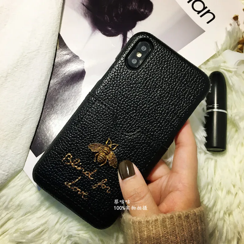 Популярный роскошный модный 3D металлический медовый пчелиный кожаный жесткий чехол для телефона для iphone 6 s 7 7plus 8 8 plus X XR XS Max задняя крышка