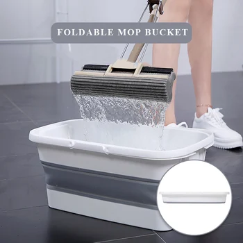 

Foldable Floor Lazy Mop Bucket Space Saver Collapsible Portable Bucket With Handle Wash Basin Big Capicity Household Mop Bucket