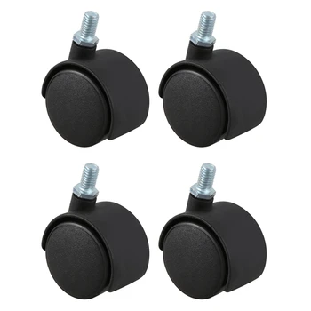 

NEW-Plastic Swivel Caster 8mm Screw Stem 1.5-inch Dia Wheel 4 Pcs Black
