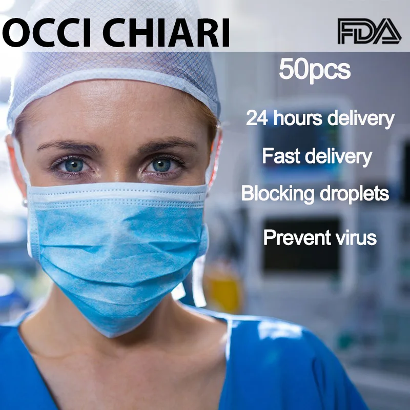 

50pcs Disposable Mask Daily Protective Coronavirus Makes 3 Layers Protection Against Haze Meltblown Non-woven Adult OCCI CHIARI