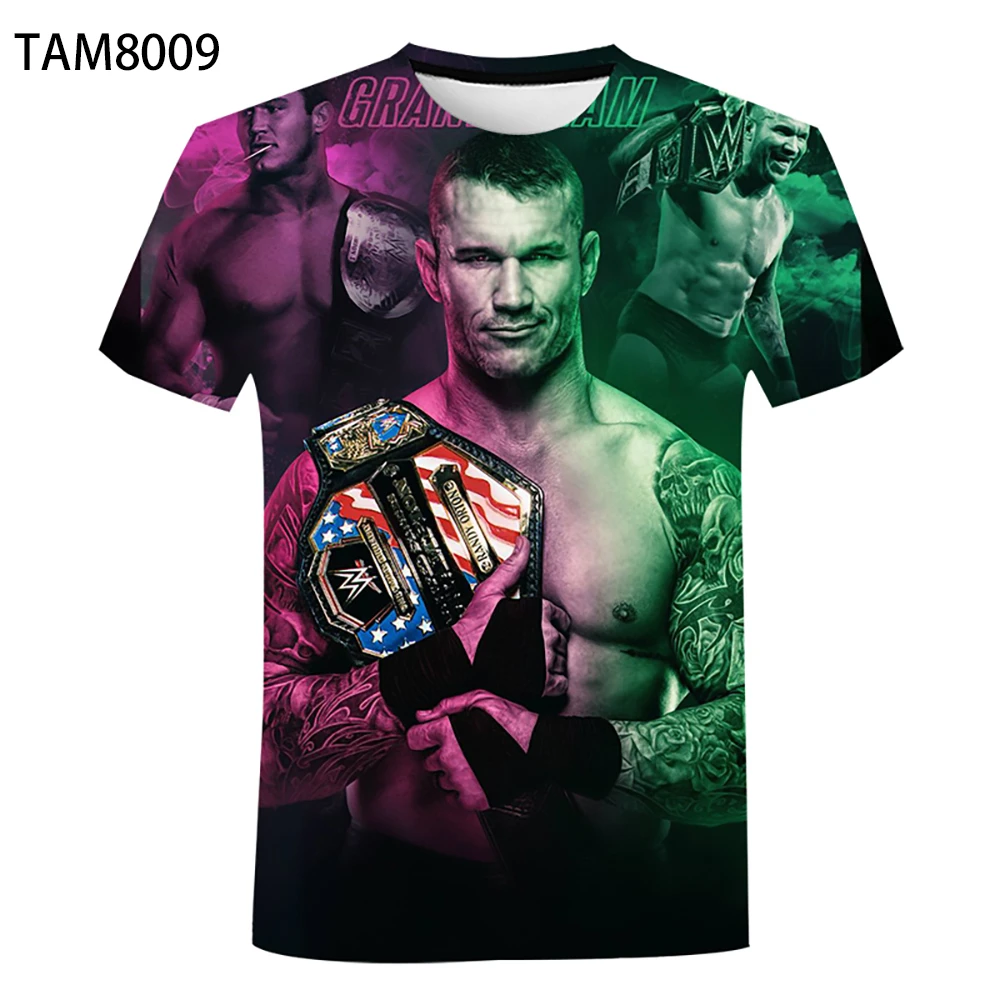WWE Camiseta de algodón puro con estampado 3D para niños, versátil, creativa, de manga corta, para ocio, novedad verano, - AliExpress