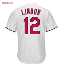 Новинка Кливленд 12 Линдор Джерси мужские бейсбольные майки Белый Оранжевый Альтернативный