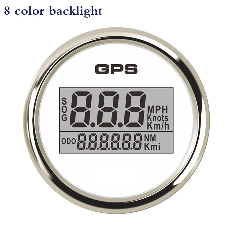 8 Color Backlight 2 ''УФ-фильтр 52 мм с Водонепроницаемый цифровой gps Скорость ometer одометр спидометр для автомобиля лодка с Подсветка 12 V/24 V автомобиль Скорость датчик gps антенна ЖК-дисплей - Цвет: 8 Color Backlight