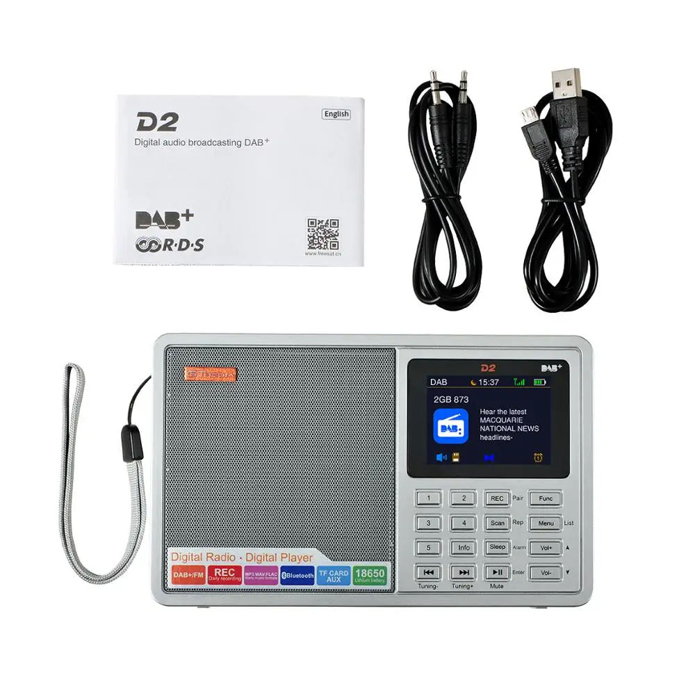 GTMEDIA D2 портативный радио FM DAB+ стерео/RDS Многополосный Радио динамик с ЖК-дисплеем будильник Поддержка TF карты радио приемник