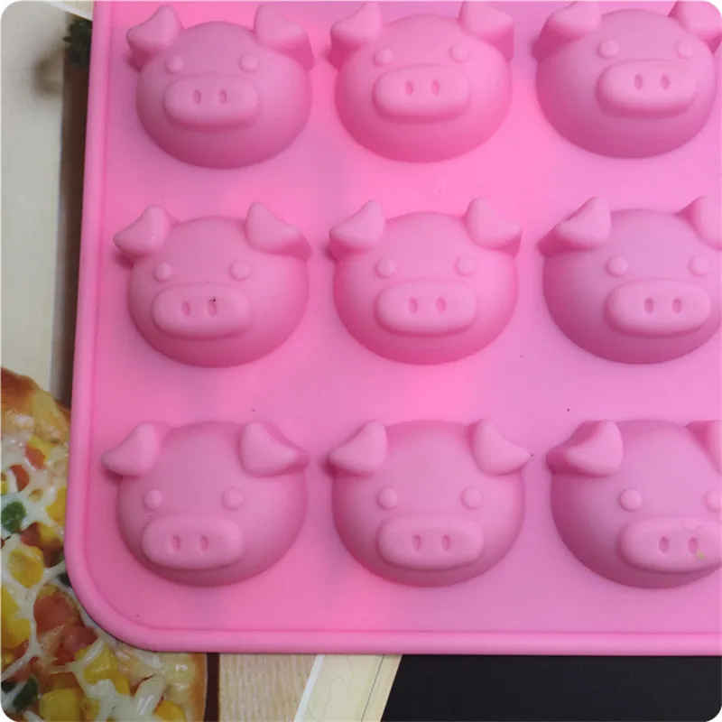 16 Cute Pig Oink Silicone Cake Mould Baking Chocolate Ice Cube Tray Pig Head RS 