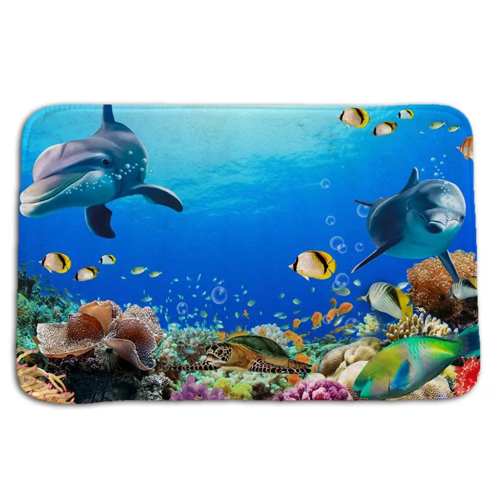 Коврик для двери, забавный коврик для кухонной и входной двери, Противоскользящий коврик для пола, коврик для ванной комнаты, прихожая, 50x80 см, дизайн с изображением океана