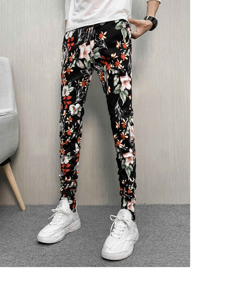 Pantalon Hombre Algodon, уличная одежда Harajuku, хипстерские спортивные штаны, штаны для бега, мужские шаровары-карго в стиле хип-хоп, модные повседневные брюки с цветочным принтом