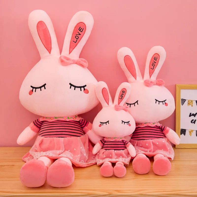 

New Style Cute LOVE Rabbit Princess Dress Doll Doll Couples Plush Toys Crane Machines Doll to Sleep with Pillow