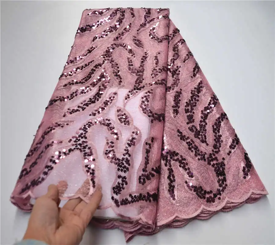 2020 High Quality Onion French Mesh Lace Fabric Embroidered glitters African Tulle With Sequins For Wedding PSA970-1 | Дом и сад