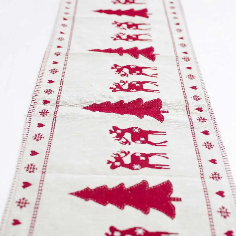 Christmas Table Runners Cotton Linen Table Cloth With Tassels Xmas New Year Table Decoration Dinner Party Supplies 180*35cm