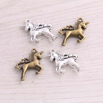 

SWEET BELL 16PCS 21*25mm New Product Two Color Horse Charms Animal Pendant Jewelry Metal Alloy Jewelry Marking