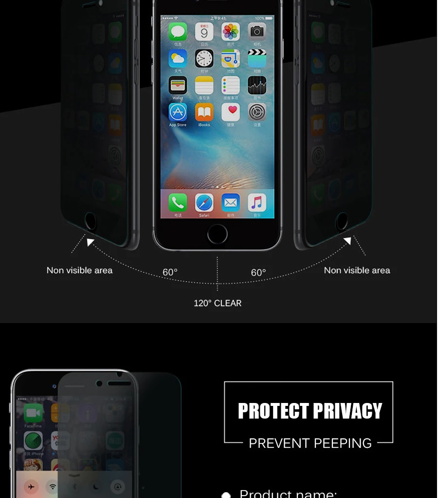 Антишпионское закаленное стекло для iPhone 6 6S 7 8 Plus 5 5S SE X Защитное стекло для сохранения личной информации для iPhone XS Max XR 8 Защитная стеклянная пленка