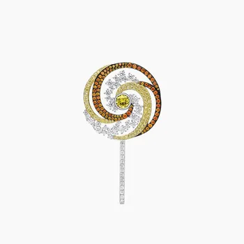 

Arrive Romantic Fashion Fancy Design 925 sterling silver Women AAA Cubic Zircon Lollipop Brooches Sweater Coat Accessories