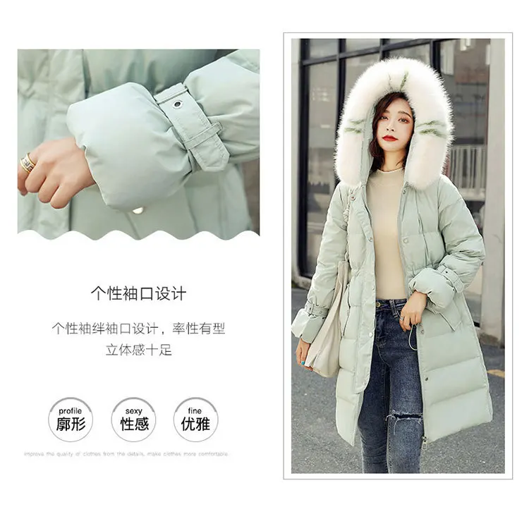 Winter New Style down Jacket Women's Mid-length Korean-style Large Fur Collar Trend of Fashion Casual WOMEN'S Dress Warm Co