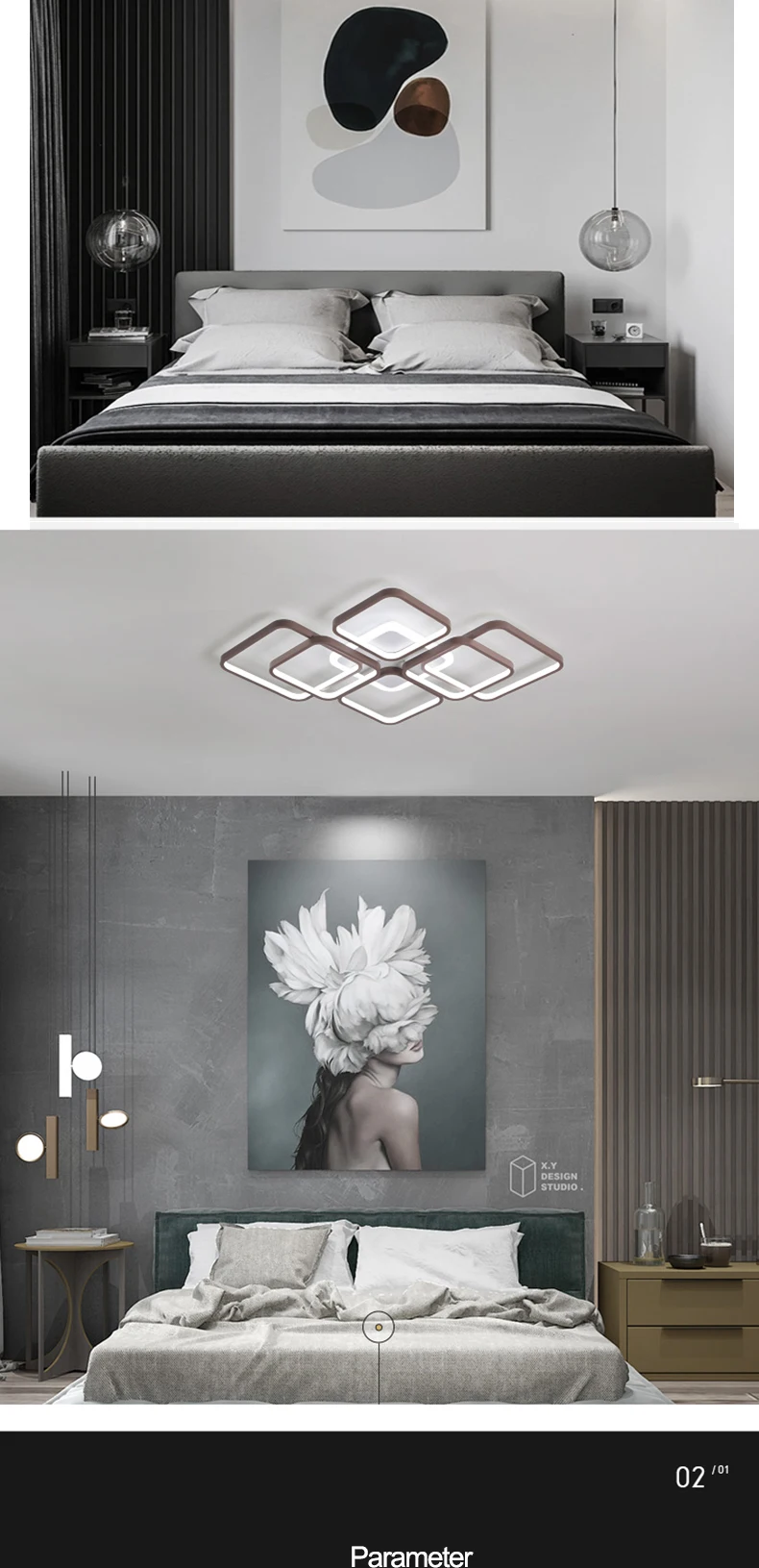 Brown Rectangle Acrylic Aluminum Modern Led ceiling lights for living room bedroom AC85-265V Ceiling Lamp Fixtures
